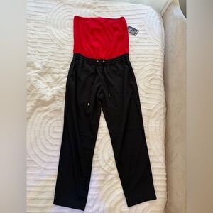 Express Vibrant Red and Black Jumpsuit